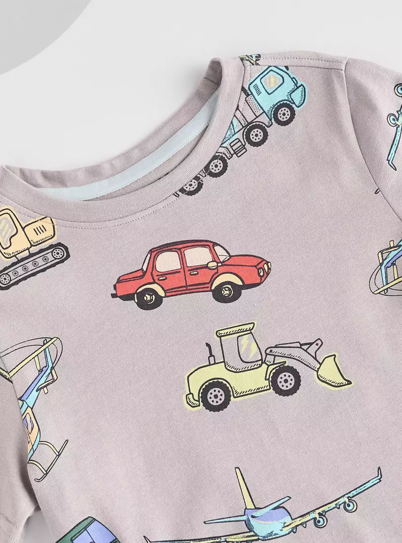 Max All-Over Vehicle Print Cotton T-shirt