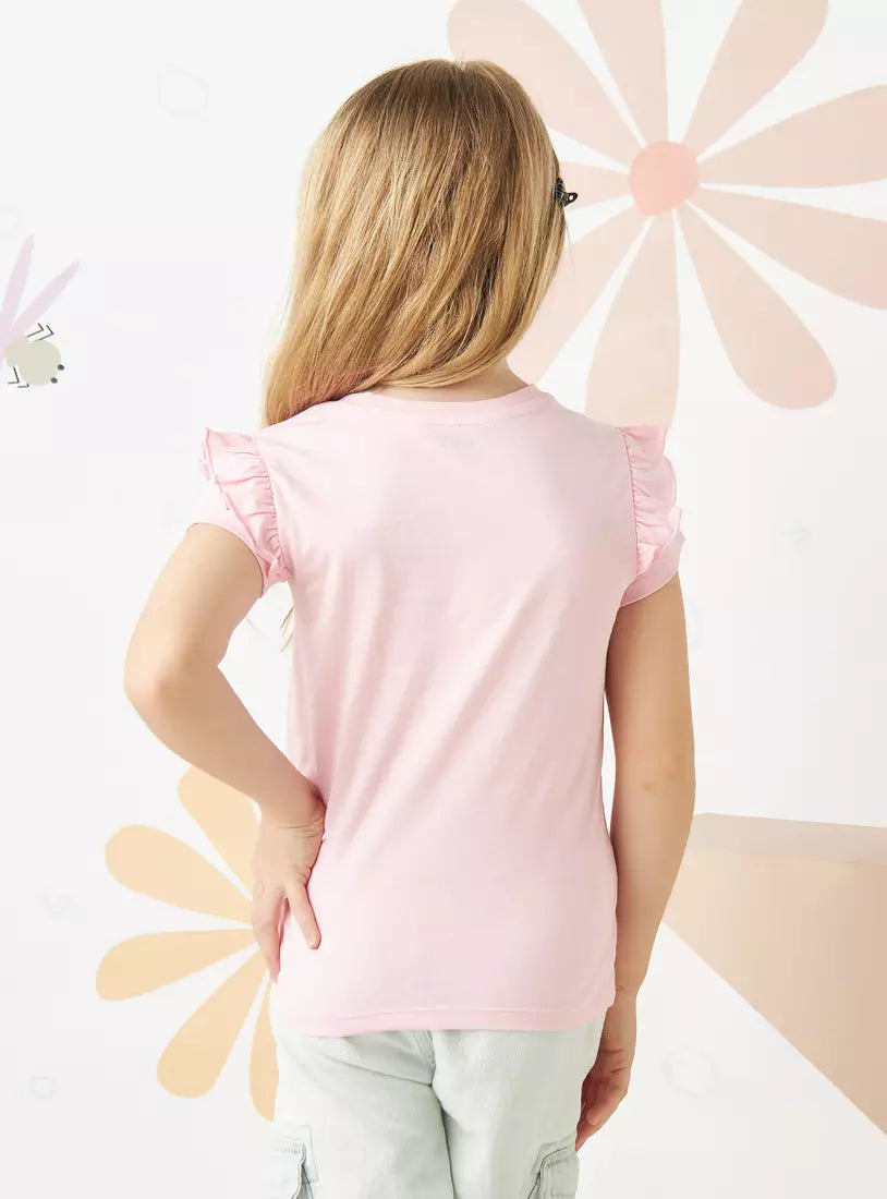 Max Cat Print Ruffle Detail T-shirt