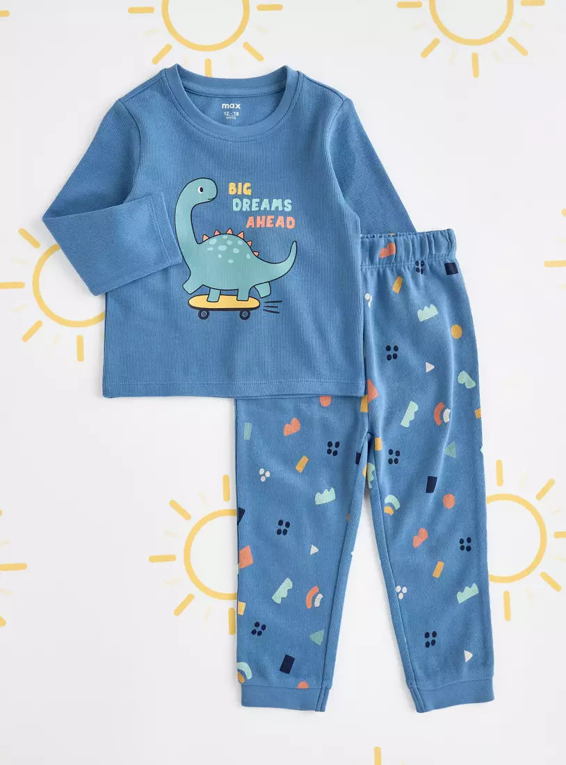 Max Printed Long Sleeve T-shirt and Pyjama Set