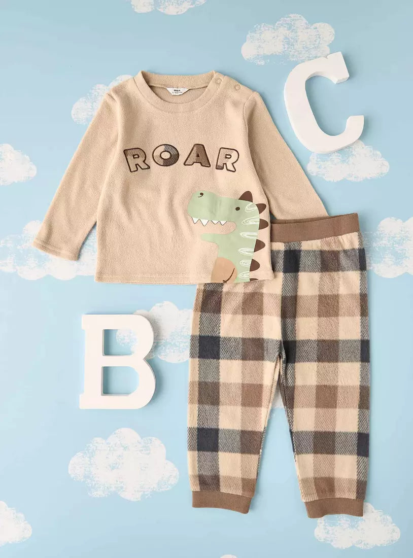 Max Printed Fleece Pyjama Set