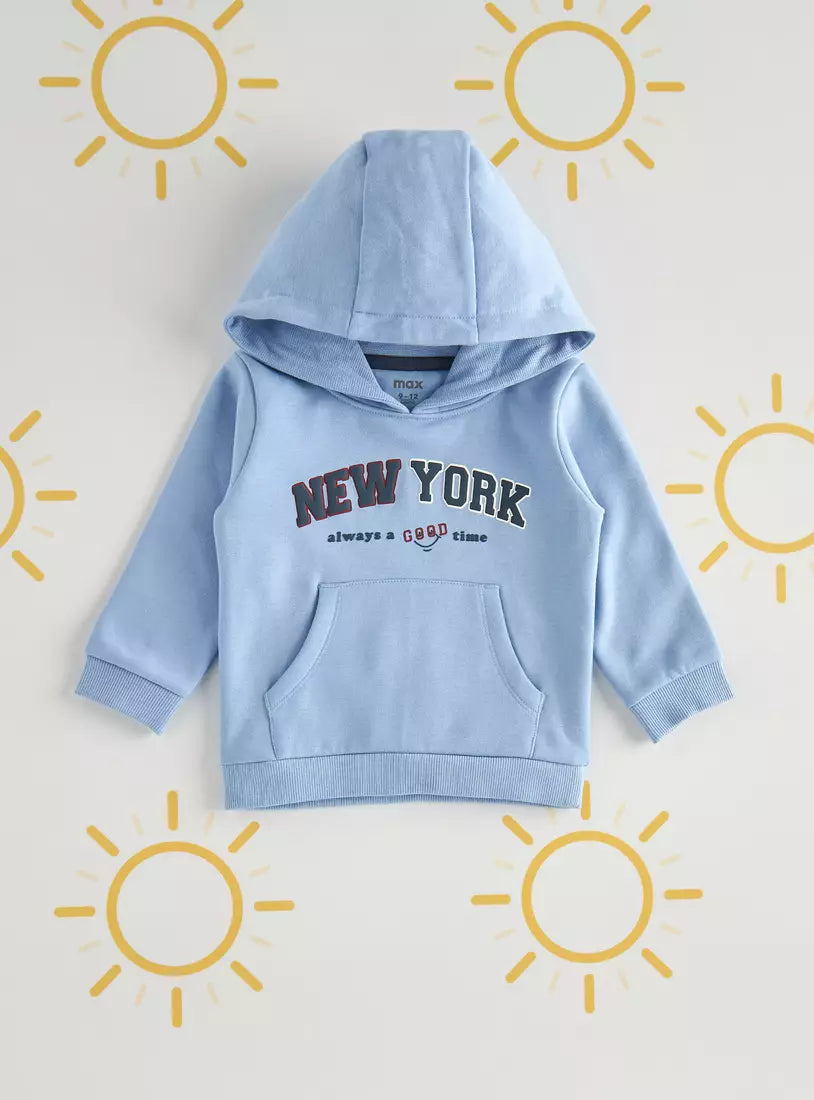 Max Typographic Print Hooded Sweatshirt