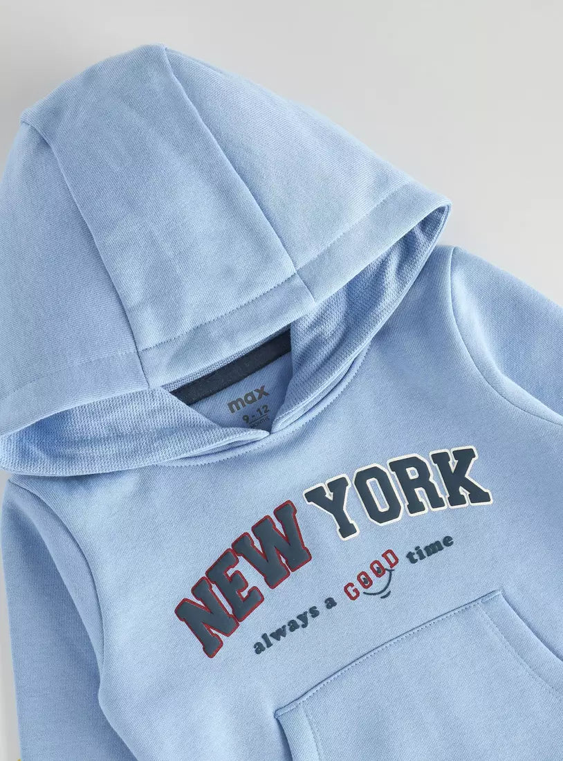 Max Typographic Print Hooded Sweatshirt