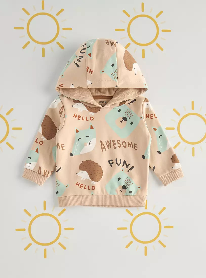 Max All-Over Animal Print Hooded Sweatshirt