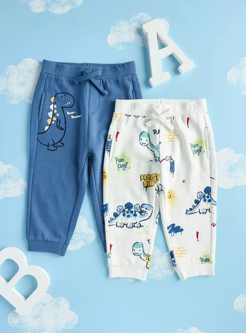 Max Pack of 2 - Dino Print Joggers