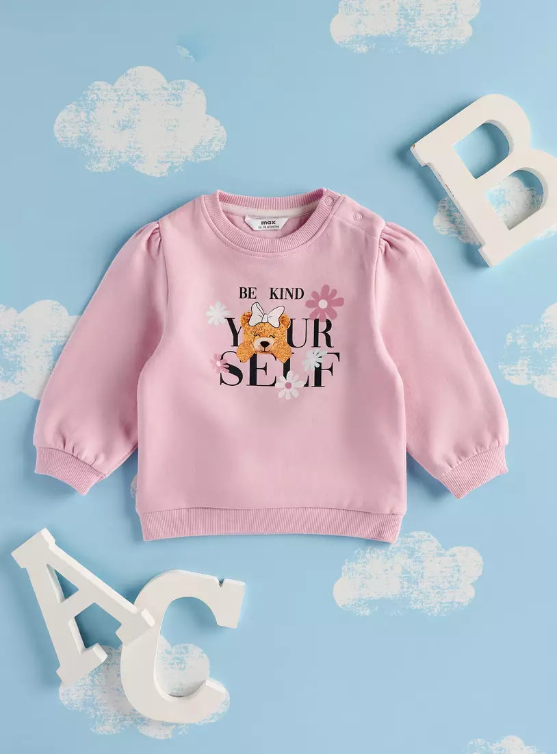 Max Slogan Bear Print Sweatshirt