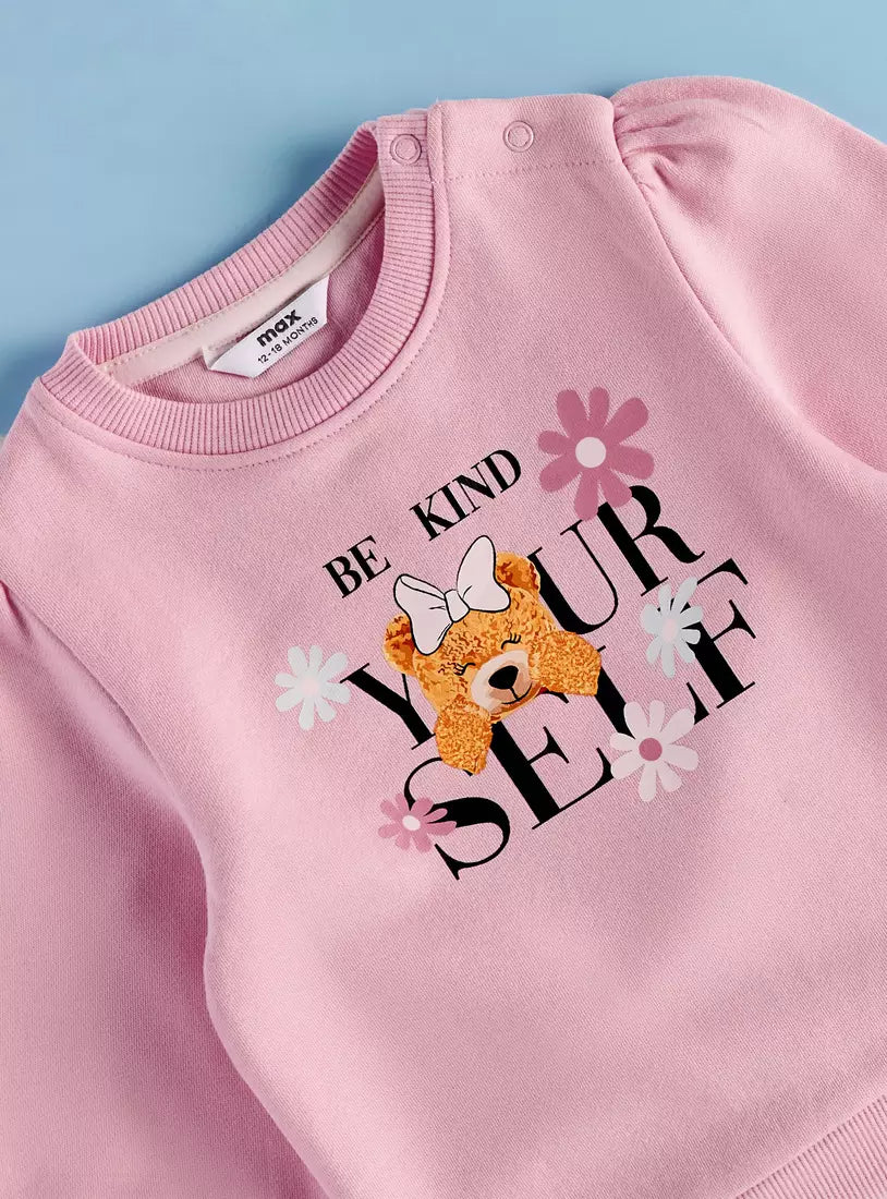 Max Slogan Bear Print Sweatshirt