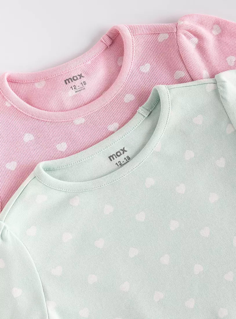 Max Pack of 2 - All-Over Heart Print T-shirts and Pyjamas