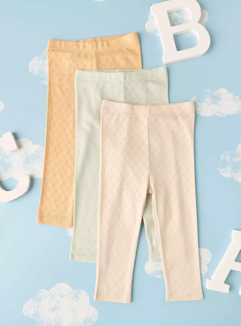 Max Pack of 3 - Pointelle Textured Cotton Leggings