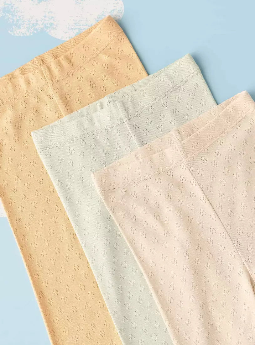 Max Pack of 3 - Pointelle Textured Cotton Leggings
