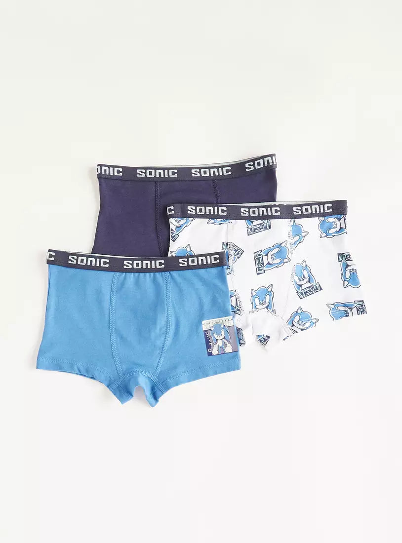 Max Pack of 3 - Sonic the Hedgehog Print Trunks