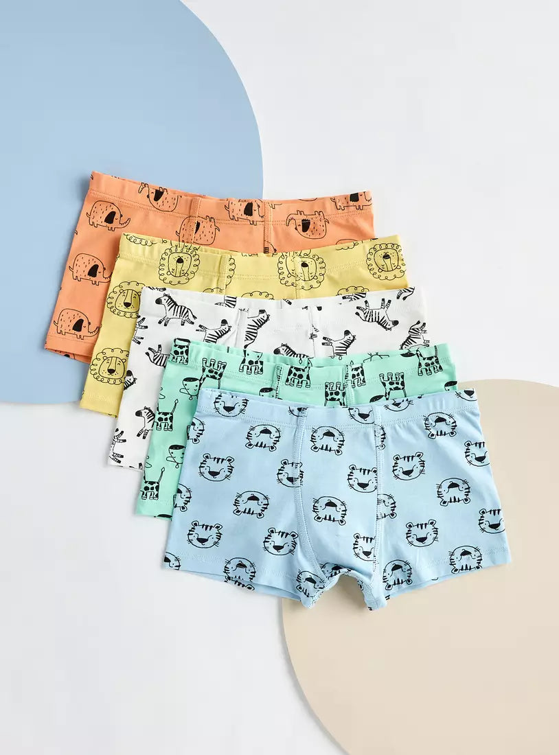 Max Pack of 5 - All-Over Animal Print Trunks