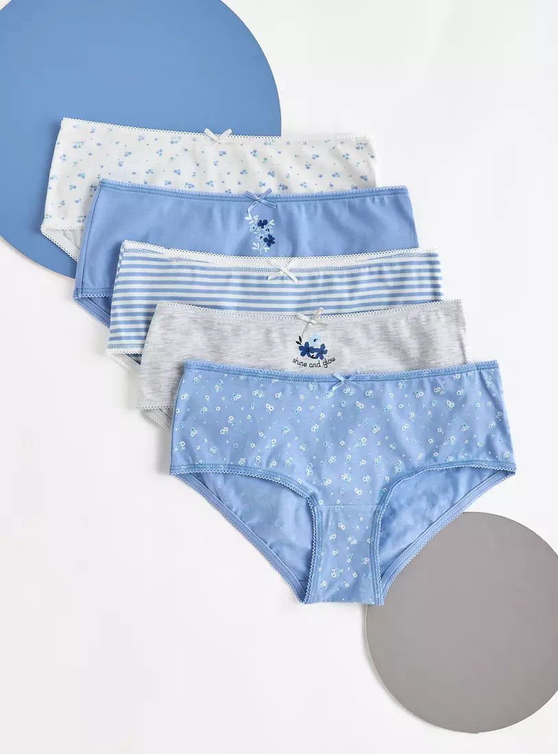 Max Pack of 5 - Printed Briefs with Bow Detail
