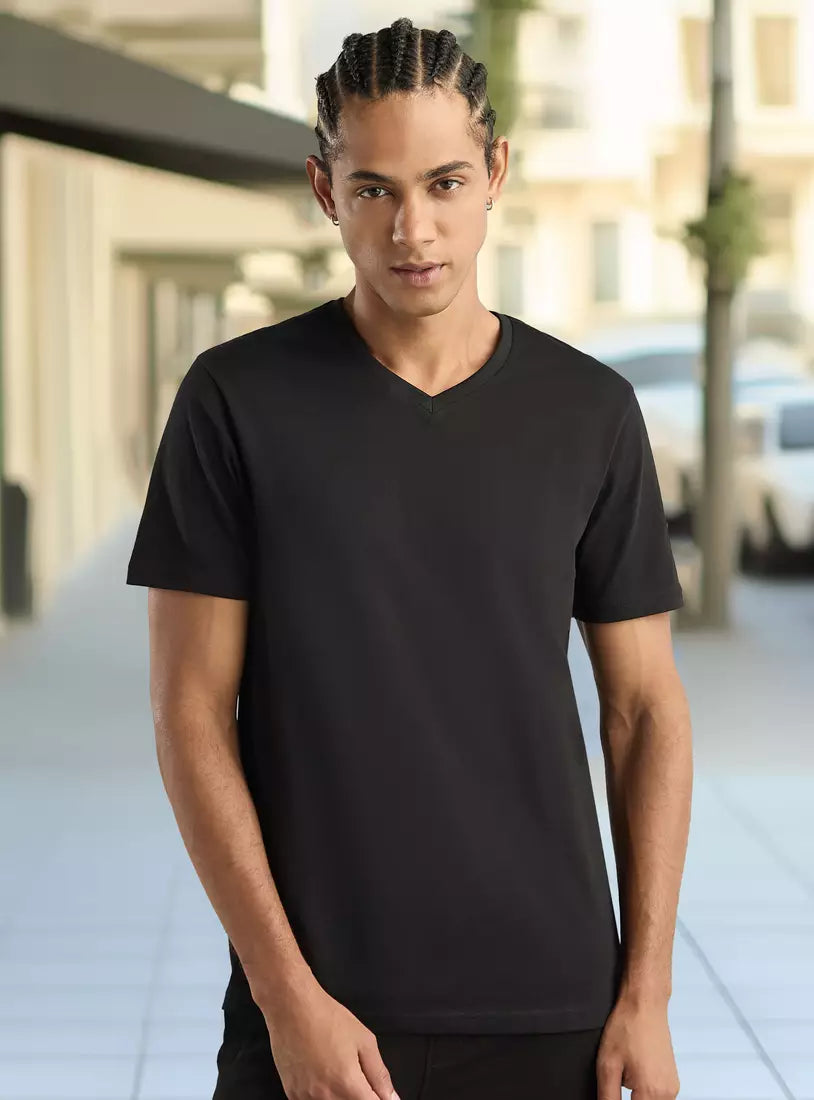 Max Plain Slim Fit T-shirt with V-neck