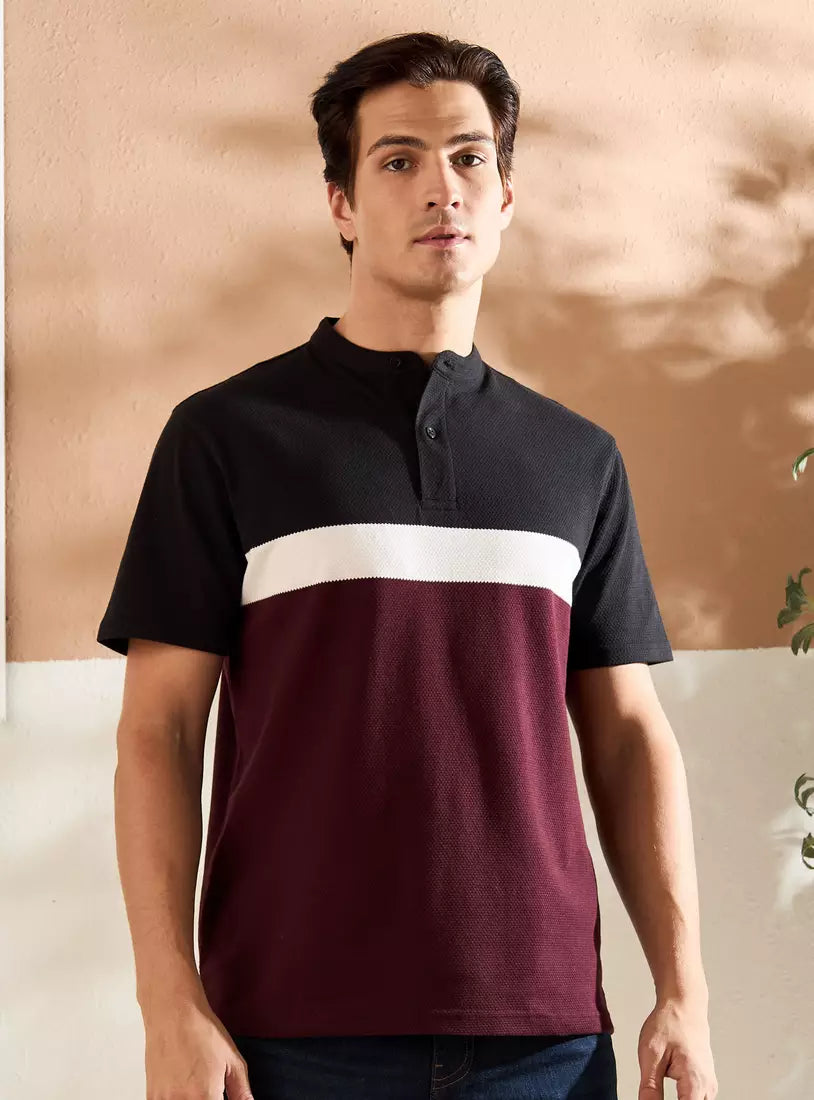 Max Colourblock Polo T-shirt with Mandarin Collar