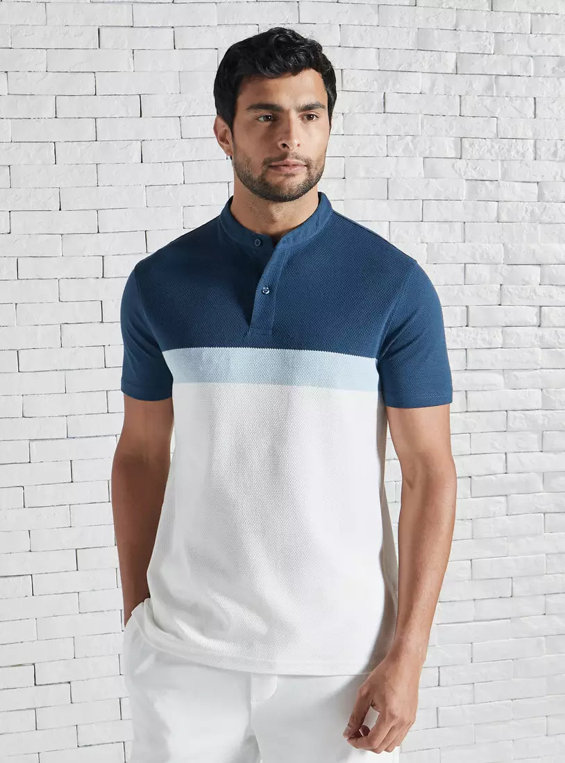 Max Colourblock Polo T-shirt with Mandarin Collar