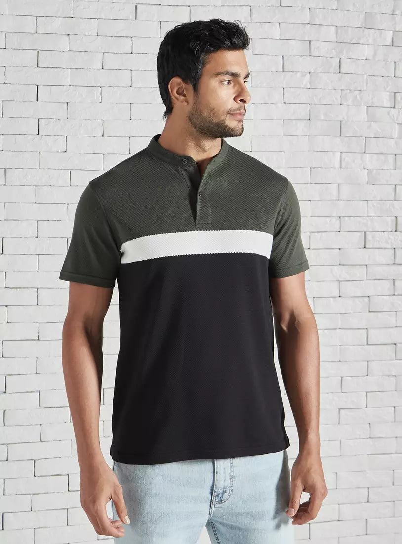 Max Colourblock Polo T-shirt with Mandarin Collar