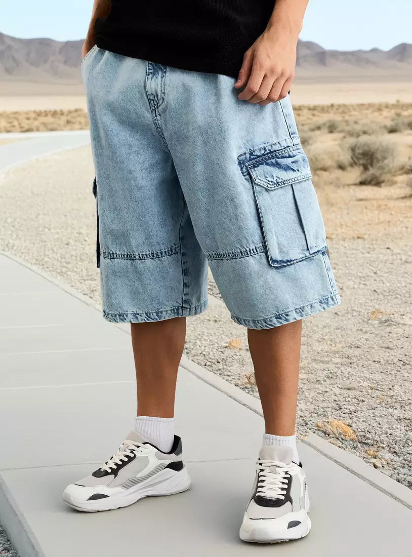 Max Plain Denim Cargo Shorts