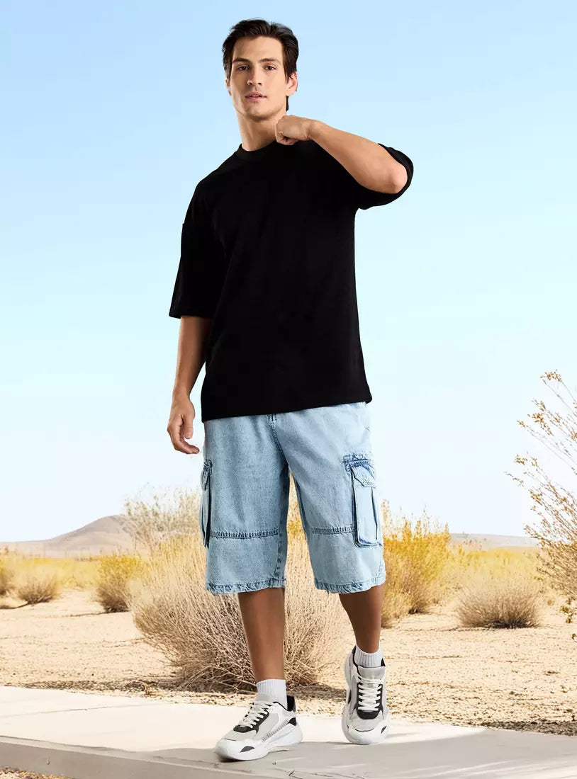 Max Plain Denim Cargo Shorts