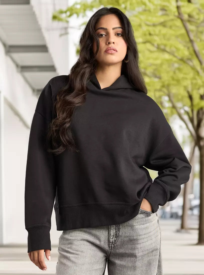 Max Solid Oversized Hooded Sweatshirt