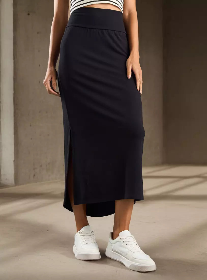 Max Plain Skirt with Slit Detail