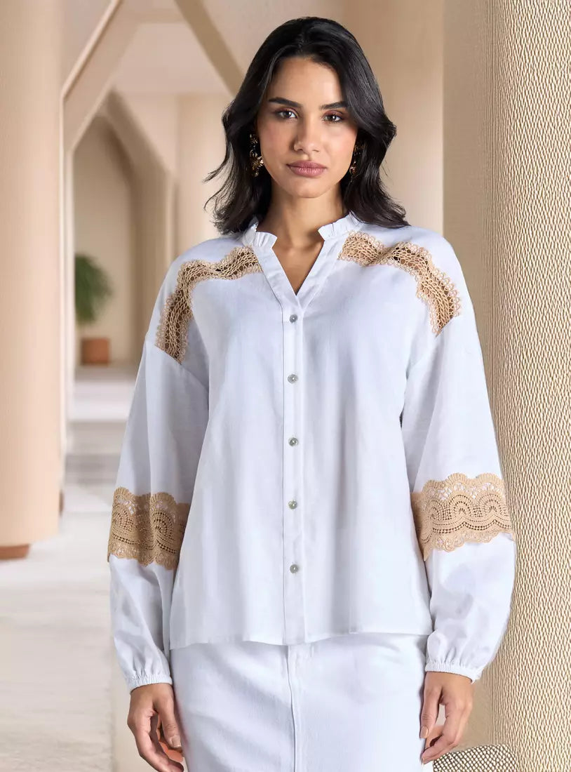 Max Plain Shirt with Lace Inserts