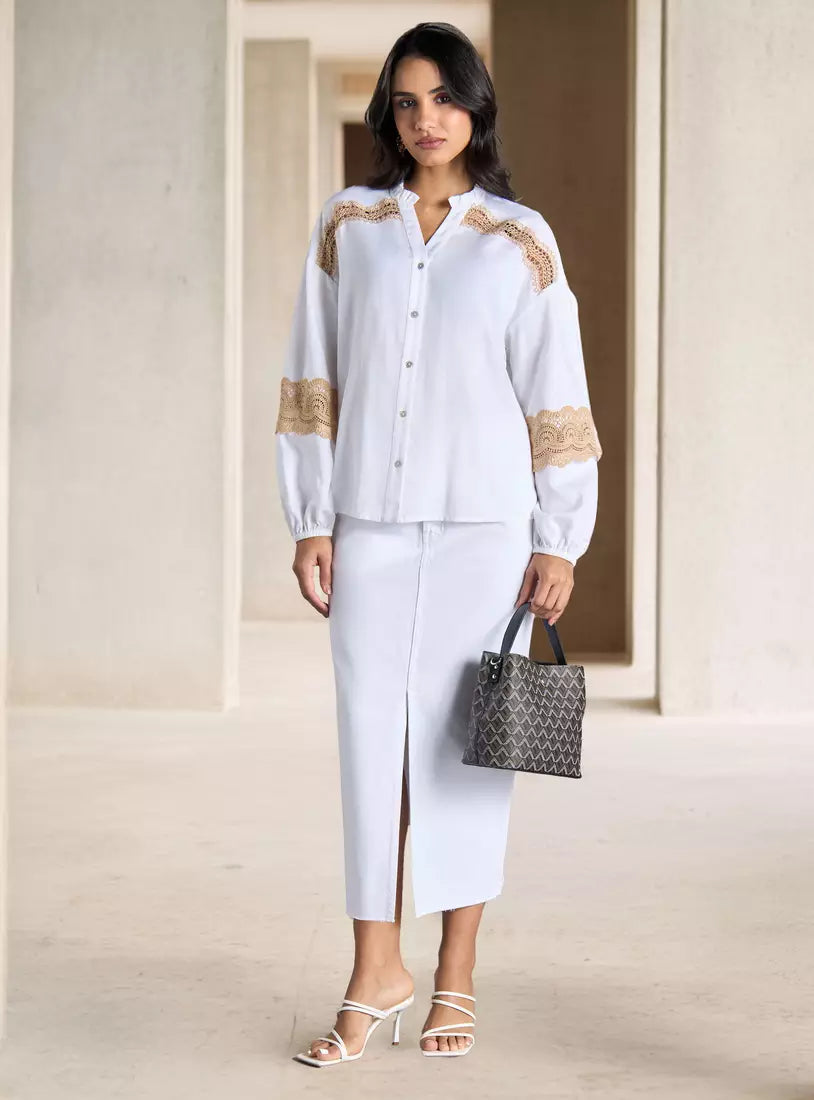 Max Plain Shirt with Lace Inserts