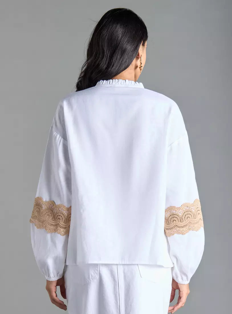 Max Plain Shirt with Lace Inserts