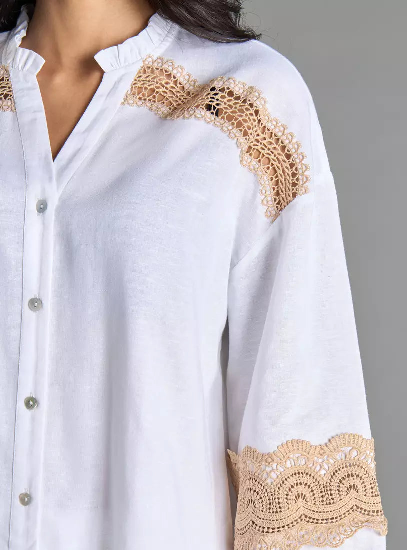 Max Plain Shirt with Lace Inserts
