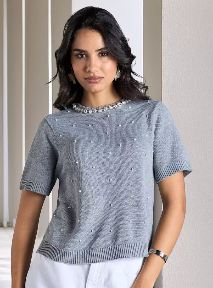Max Rhinestone Embellished Sweater