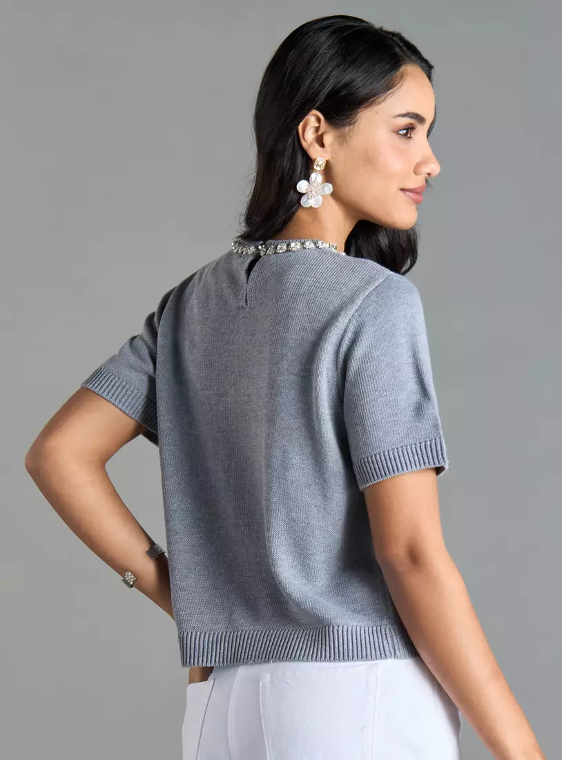 Max Rhinestone Embellished Sweater