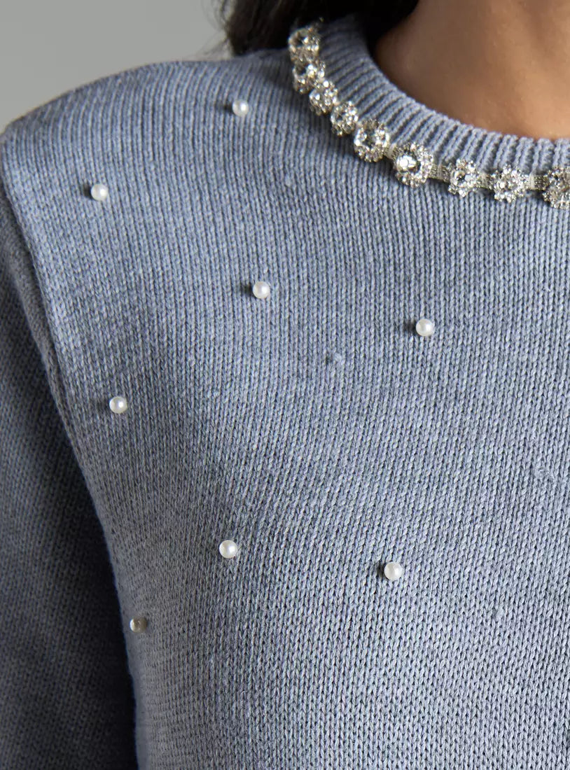 Max Rhinestone Embellished Sweater