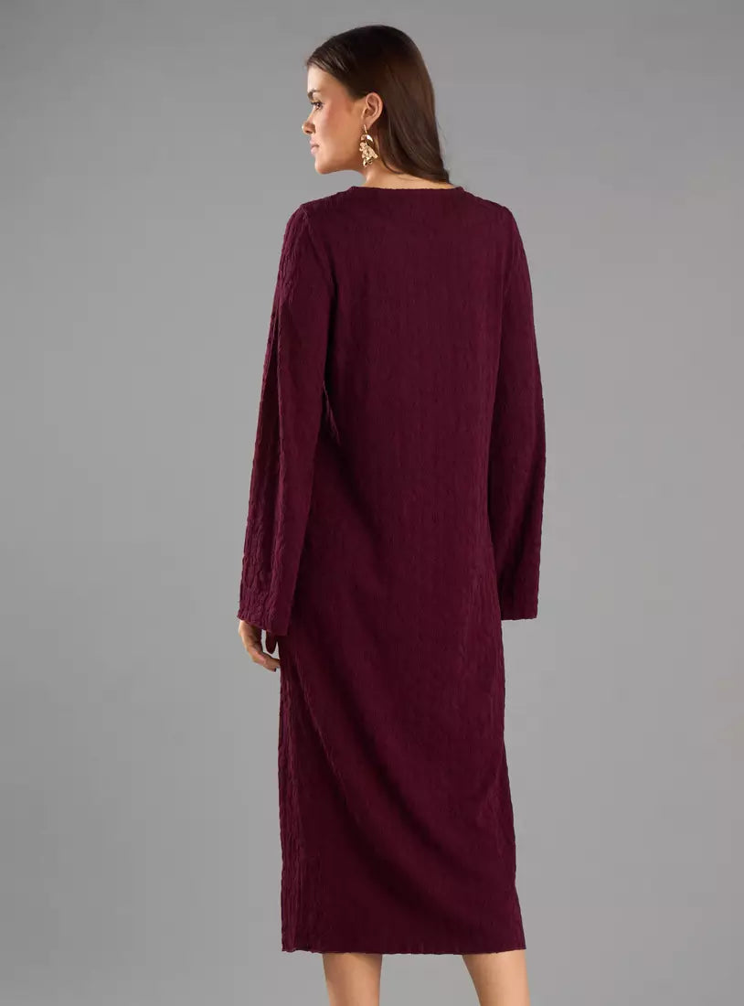 Max Textured Midi Dress with Long Sleeves