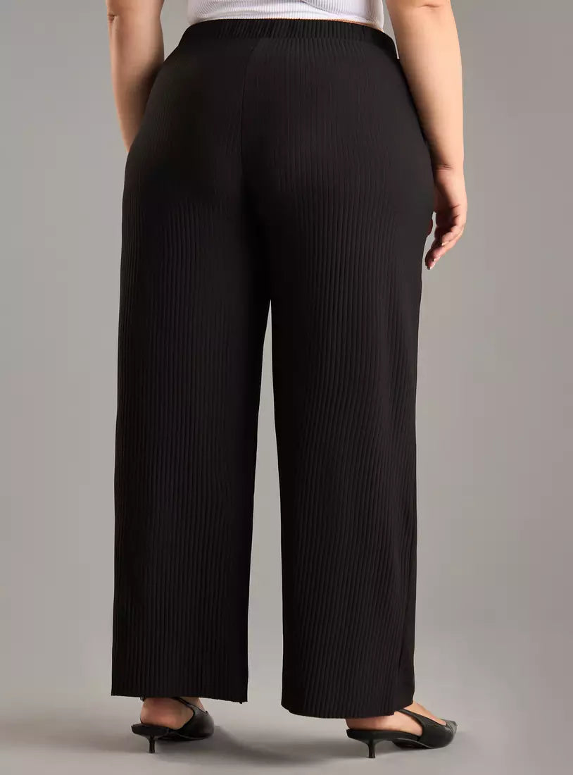 Max Ribbed Wide Leg Plisse Pants (Plus Size)