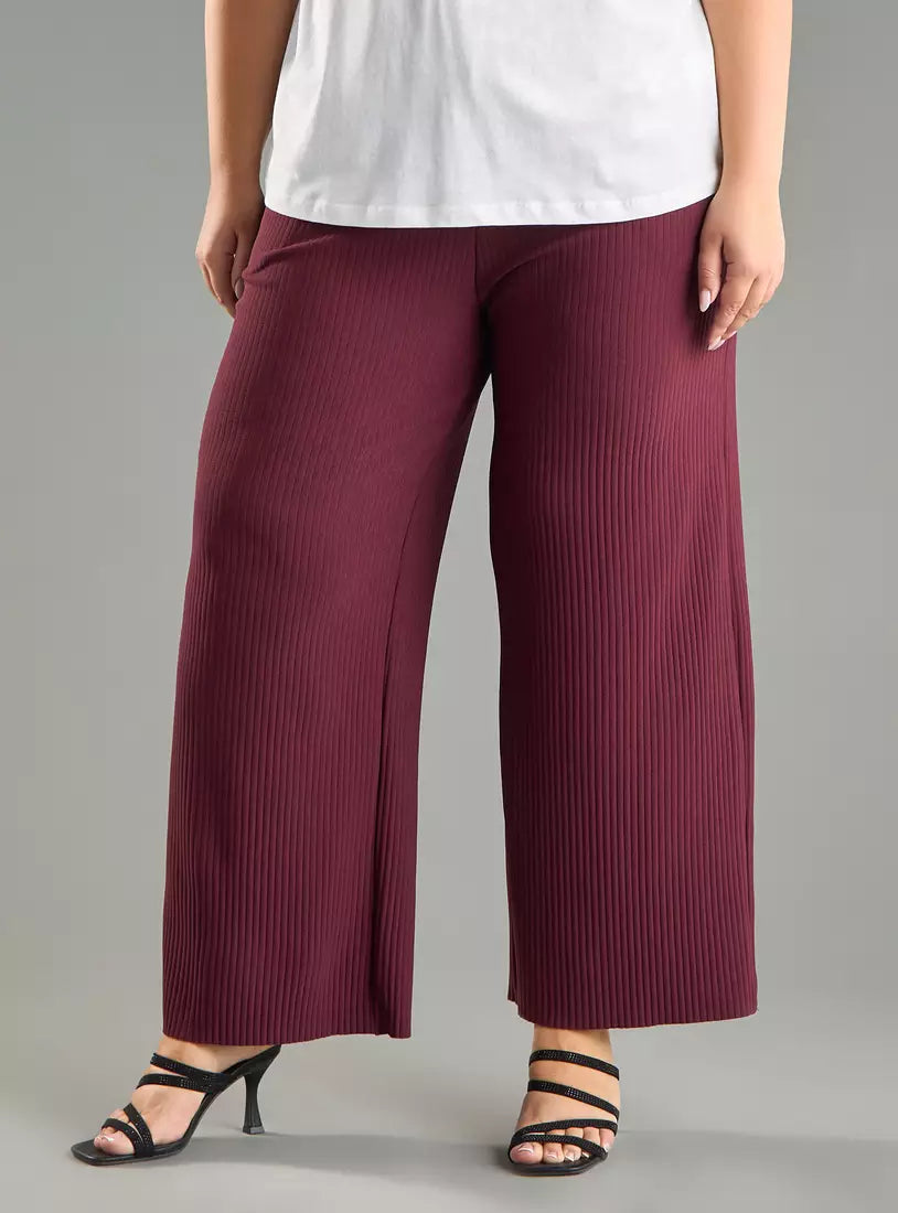 Max Ribbed Wide Leg Plisse Pants (Plus Size)
