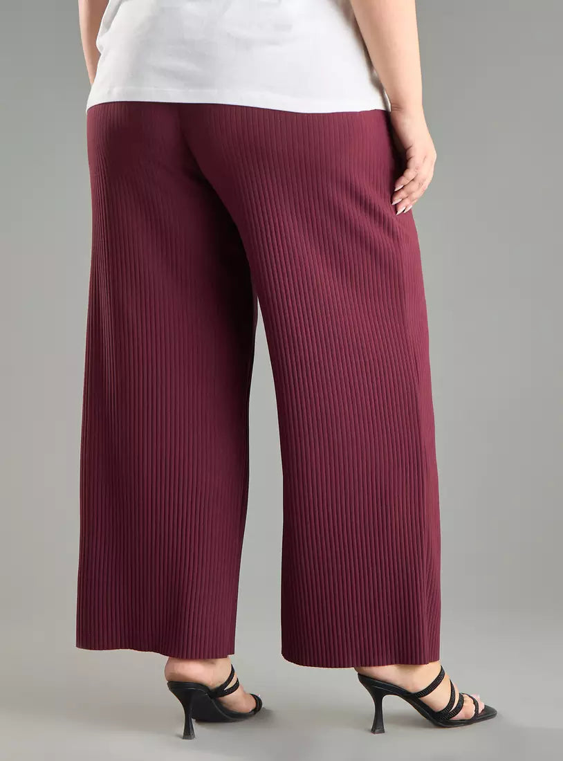Max Ribbed Wide Leg Plisse Pants (Plus Size)