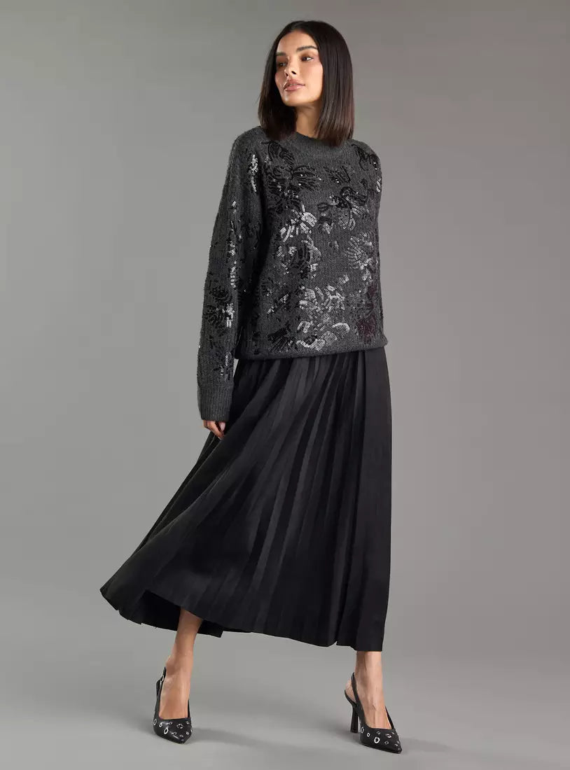 Max Suede Pleated Skirt