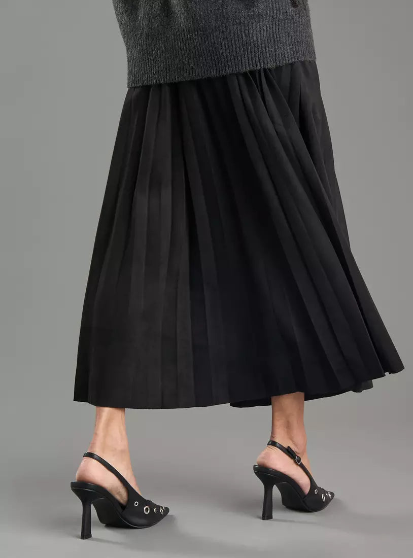 Max Suede Pleated Skirt