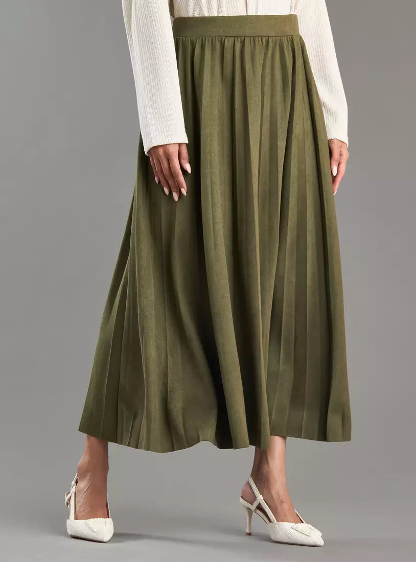 Max Suede Pleated Skirt