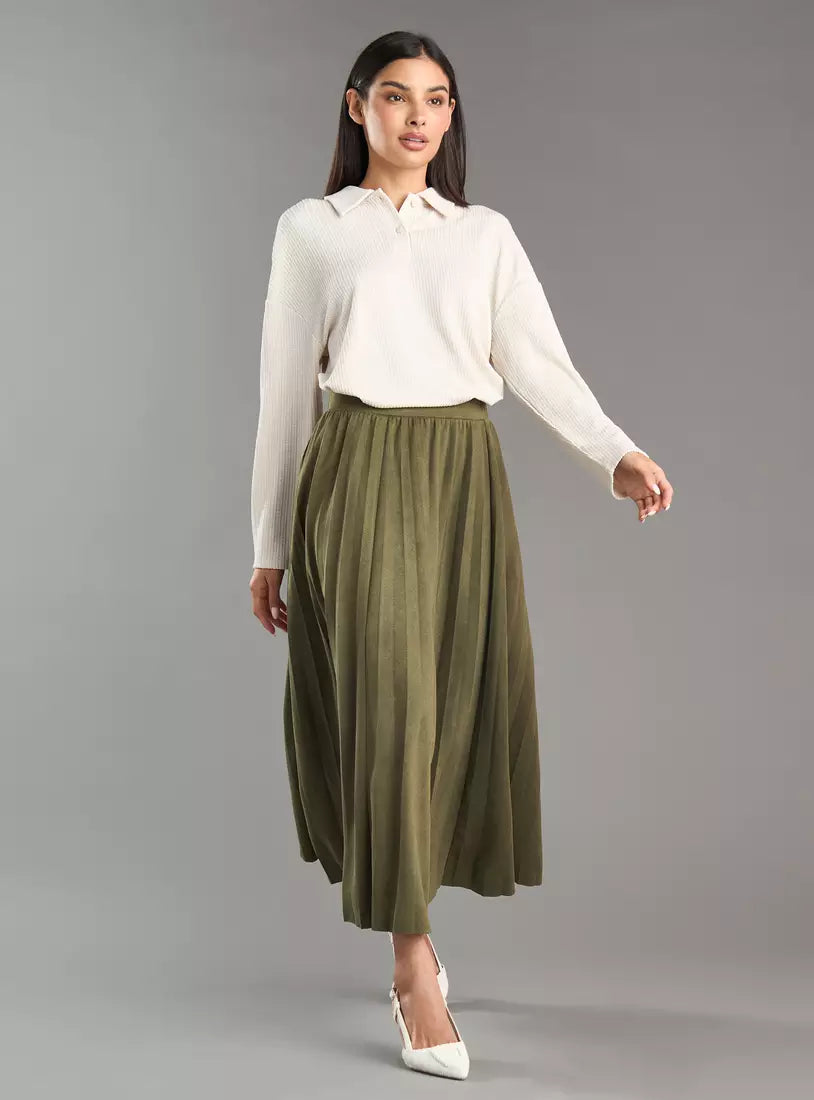 Max Suede Pleated Skirt