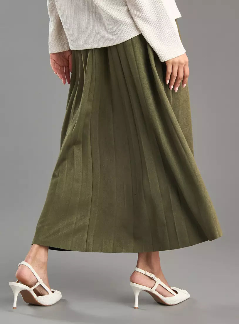 Max Suede Pleated Skirt