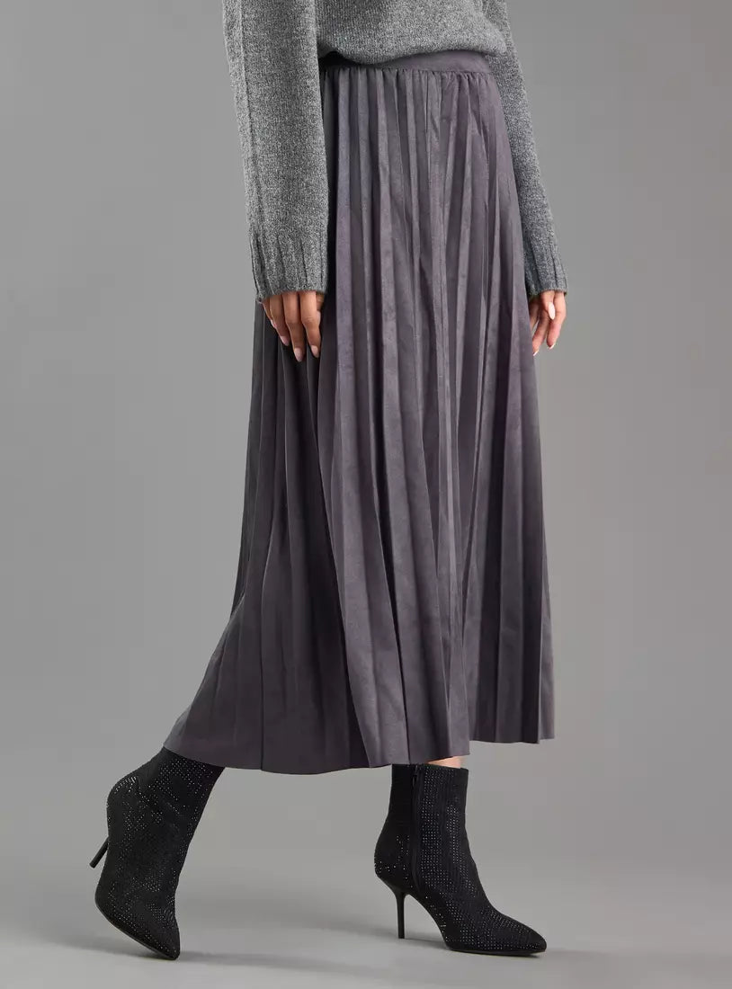 Max Suede Pleated Skirt
