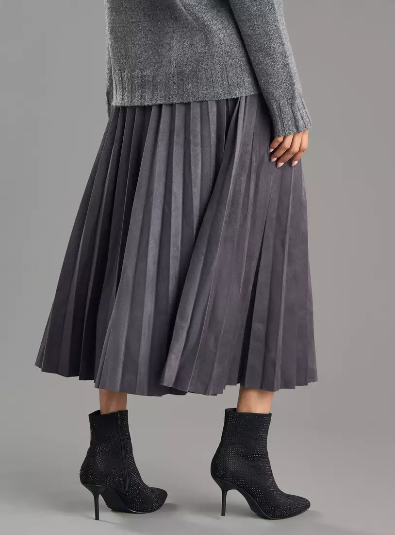 Max Suede Pleated Skirt