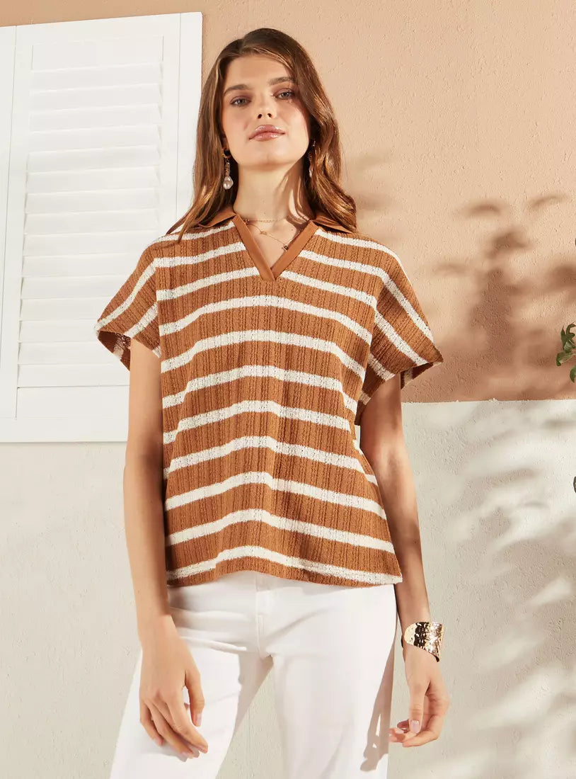 Max Striped Top with Extended Sleeves