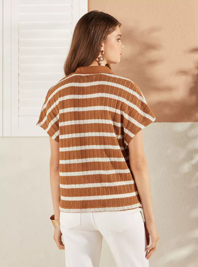 Max Striped Top with Extended Sleeves