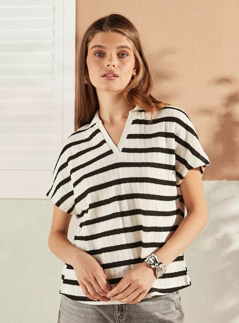 Max Striped Top with Extended Sleeves