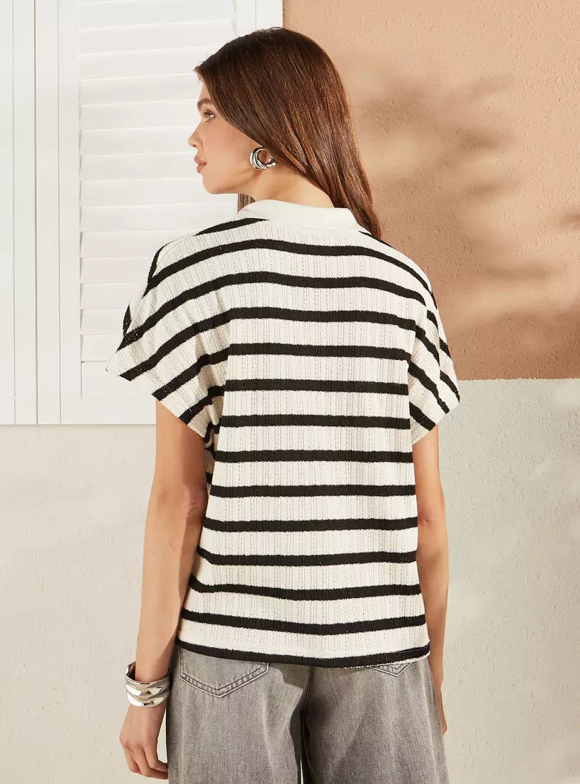 Max Striped Top with Extended Sleeves