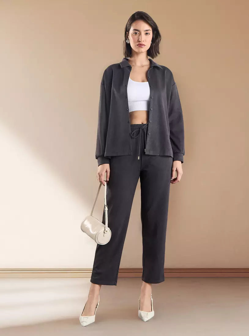 Max Plain Suede Shirt with Long Sleeves