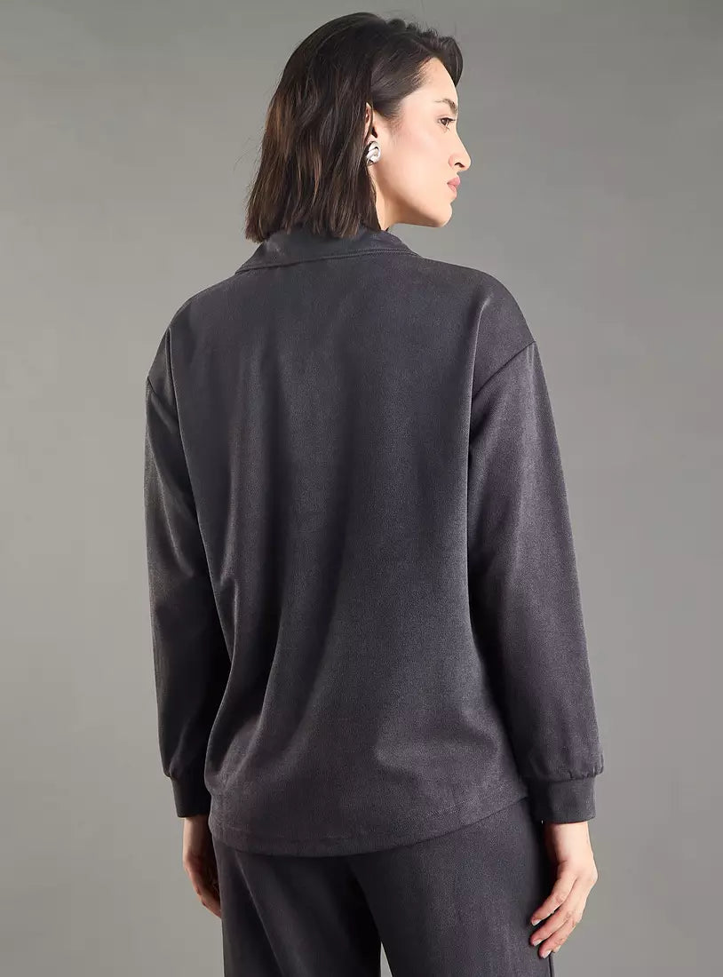 Max Plain Suede Shirt with Long Sleeves