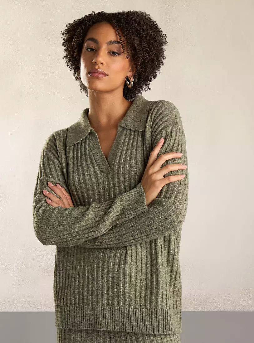 Max Textured Collared Jumper with Long Sleeves