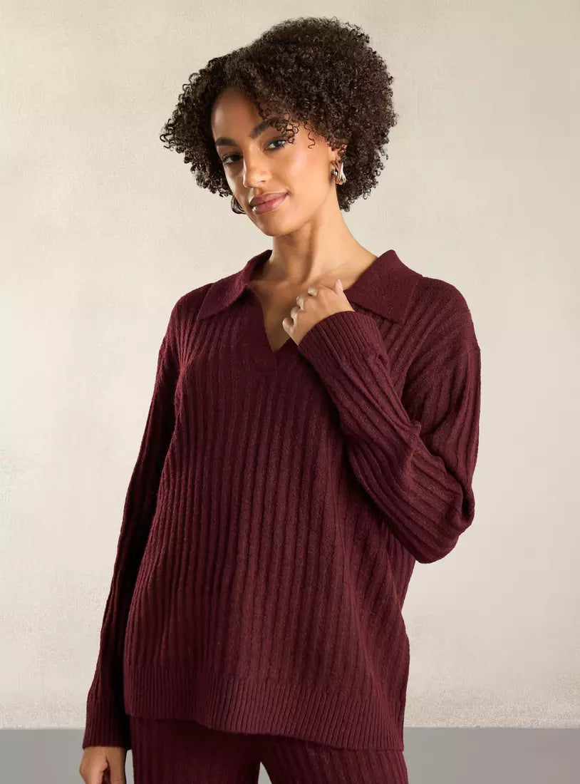 Max Textured Collared Jumper with Long Sleeves